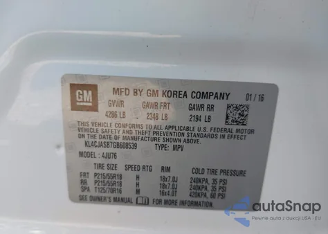 2016 Buick Encore from USA, damaged, VIN KL4CJASB7GB608539